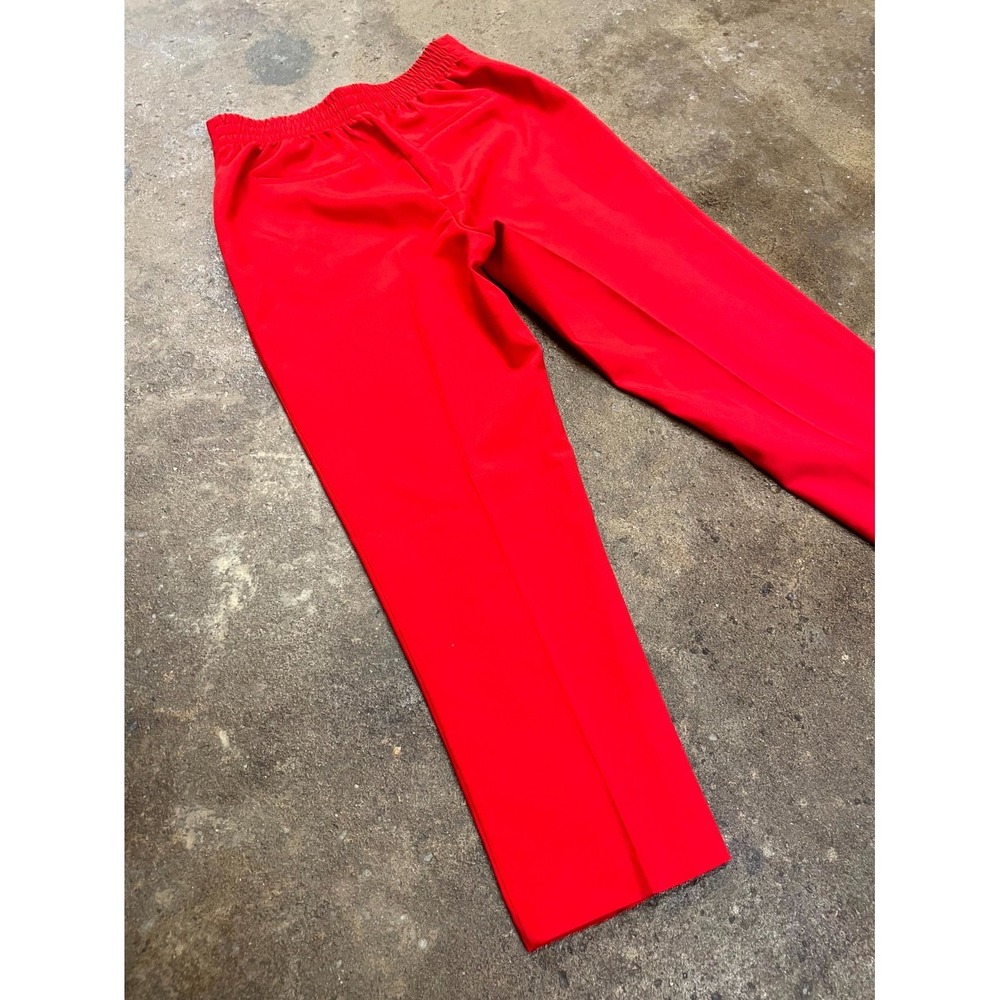 Zara Tailored Pants Womens L Red Stretch Elastic Waist Button Details Straight - Picture 9 of 16